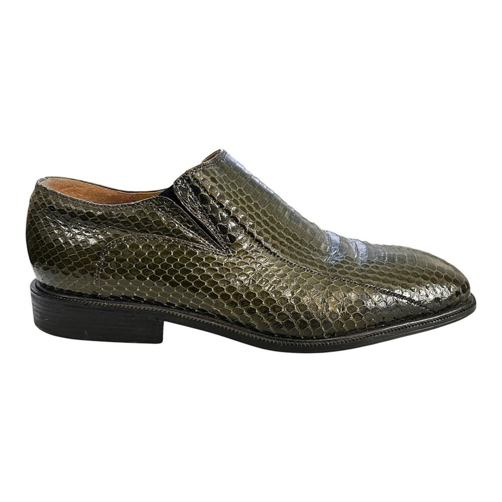 Giorgio Brutini Snakeskin Loafers Slip On Mens Size 9M Dress Shoes Green Vintage